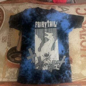Fairy Tail Anime T-shirt Black & Blue Tie-Dye Size Adult S